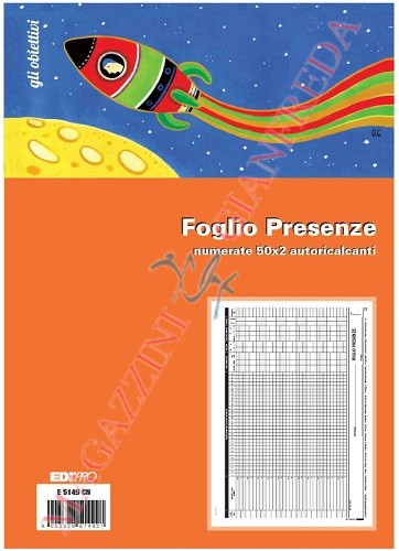 PRESENZE MENSILI , 50 FOGLI NUMERATI IN DOPPIA COPIA E5149CN